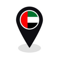 Arab Emirates Flag on map pinpoint icon in black isolated png