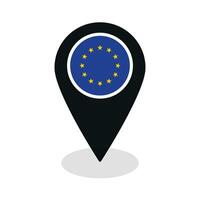 European Union flag on map pinpoint icon isolated in black vector