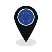 European Union flag on map pinpoint icon isolated in black vector