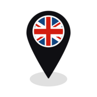 United Kingdom flag on map pinpoint icon isolated png