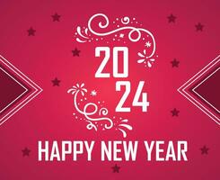 Happy New Year 2024 Holiday Design Pink And White Abstract Vector Logo Symbol Illustration