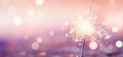 A sparkler with a pink and purple bokeh background. AI Generated photo