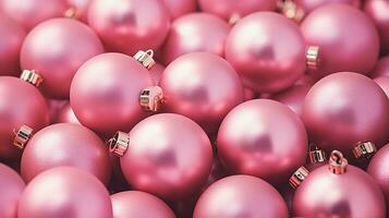 Navidad rosado adornos de cerca. resumen fiesta decoraciones antecedentes ai generativo foto