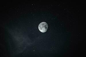 Full Moon phase and surrounded by stars photo