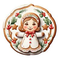 graphic of t gingerbread for christmas on white background photo