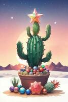 gracioso gráfico para Navidad cactus en lugar de Navidad árbol foto