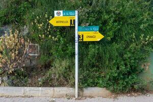 Signpost with directions to the city photo