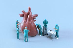 Miniature People Doctor checking and analysis heart model , Science and medicine concept photo