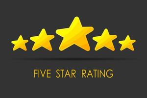 Rating five stars for best excellent services rating for satisfaction. Vector golden 5 star for quality customer rating feedback concept from client employee, product review.