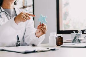 Female doctor holding virtual Lungs in hand. Handrawn human organ, copy space on right side, raw photo colors. Healthcare hospital service concept stock photo