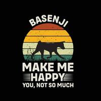 Basenji Dog Make Me happy You Not So Much Vector illustrations for Graphic Design, t-shirt prints, posters, and Mugs.