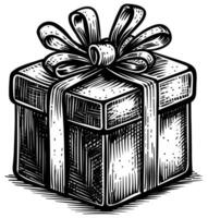 Gift Box Woodcut vector