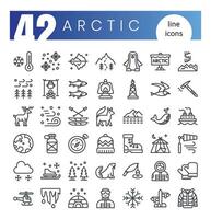 conjunto de ártico iconos Delgado contorno estilo icono manojo. vector ilustración
