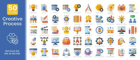 Creative process icons set. Flat style icons pack. Vector illustration