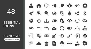 Essential glyph icons set.The collection includes of business developments ,programing , web design,app design and more. vector