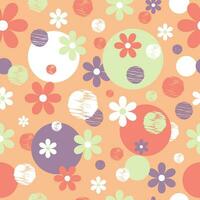 Floral delicate seamless pattern in pastel colors, with circles and flowers. Design for fabric, for children's fabric, for packaging, wallpaper. vector