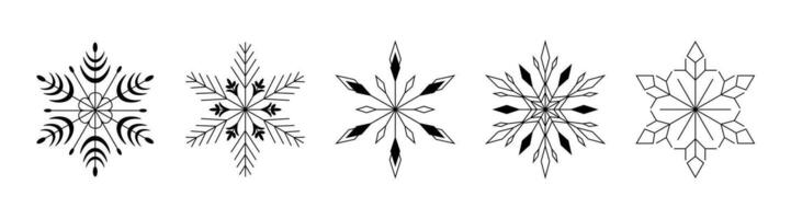 Snowflakes icons on white background. Editable stroke. vector