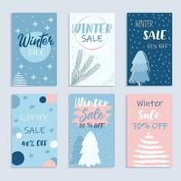 Winter banners and social media advertising, web template collection. vector