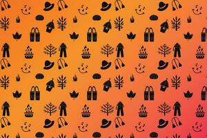 Autumn Themed Pattern with Leaves, Hats, and Bags vector