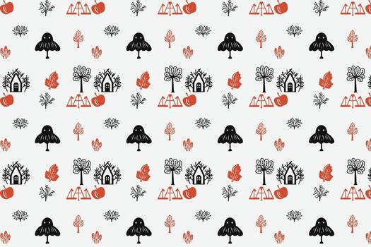 un caprichoso y único bosque modelo vector