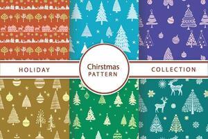 Christmas Pattern Collection, Holiday Trees, Reindeer, and Snowflakes vector