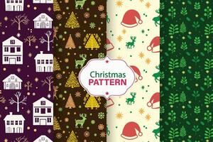 Christmas Patterns with Mistletoe and Holly Leaves vector
