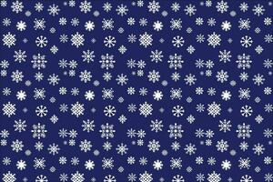 White Snowflakes of Various Sizes and Designs on a Dark Blue Background vector