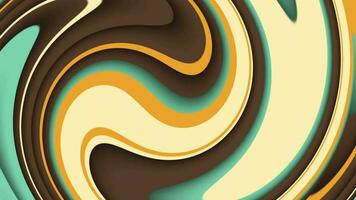 Trendy retro 1970s wavy pattern background with gently moving cutout shapes in vintage color tones. This simple abstract motion background animation is HD and a seamless loop. video