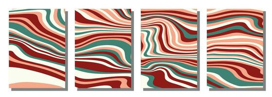 Abstract psychedelic groovy set background. vector