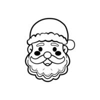 Santa Claus black vector icon on a white background, mustache, happy, Christmas, New Year