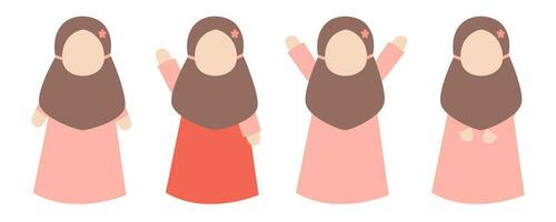 un colección de musulmán para niños hijab caracteres vector