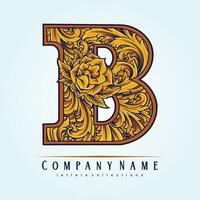 Elegant letter B monogram logo with classic flourish vector illustrations for your work logo, merchandise t-shirt, stickers and label designs, poster, greeting cards advertising business company