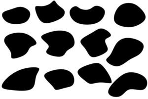 Random black blob shape set. Collection of liquid black blotch shapes. vector