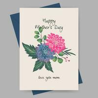 madres día saludo tarjeta con flor acuarela ilustración vector