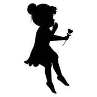 cute little girl silhouette vector