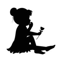 cute little girl silhouette vector