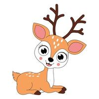 cute deer animal cartoon illustration vector