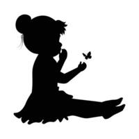 cute little girl silhouette vector