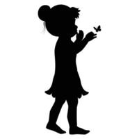 cute little girl silhouette vector