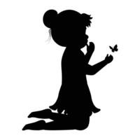 cute little girl silhouette vector