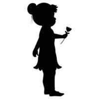 cute little girl silhouette vector