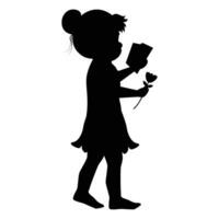 cute little girl silhouette vector