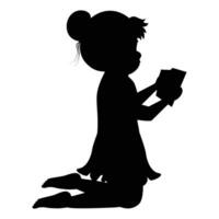 cute little girl silhouette vector