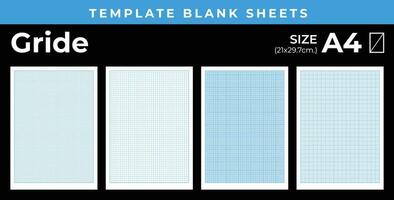 Blank sheets template for notebook, Lined Grid and Dotted, size A4 vector