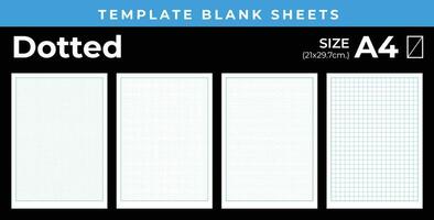 Blank sheets template for notebook, Lined Grid and Dotted, size A4 vector