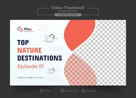 Travel agency web banner or video thumbnail template design. Travelling business promotion video thumbnail or web banner.