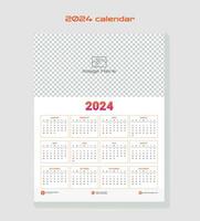 Calendar 2024 week start Sunday corporate design planner template. vector