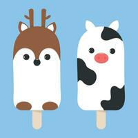 Ice cream in the form of animals. Cute sweet ice cream. Vector illustration