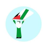 Hijab Woman Holding Palestine Flag vector