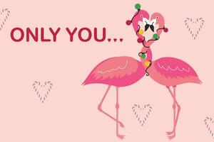 Cute flamingo couple in love vector